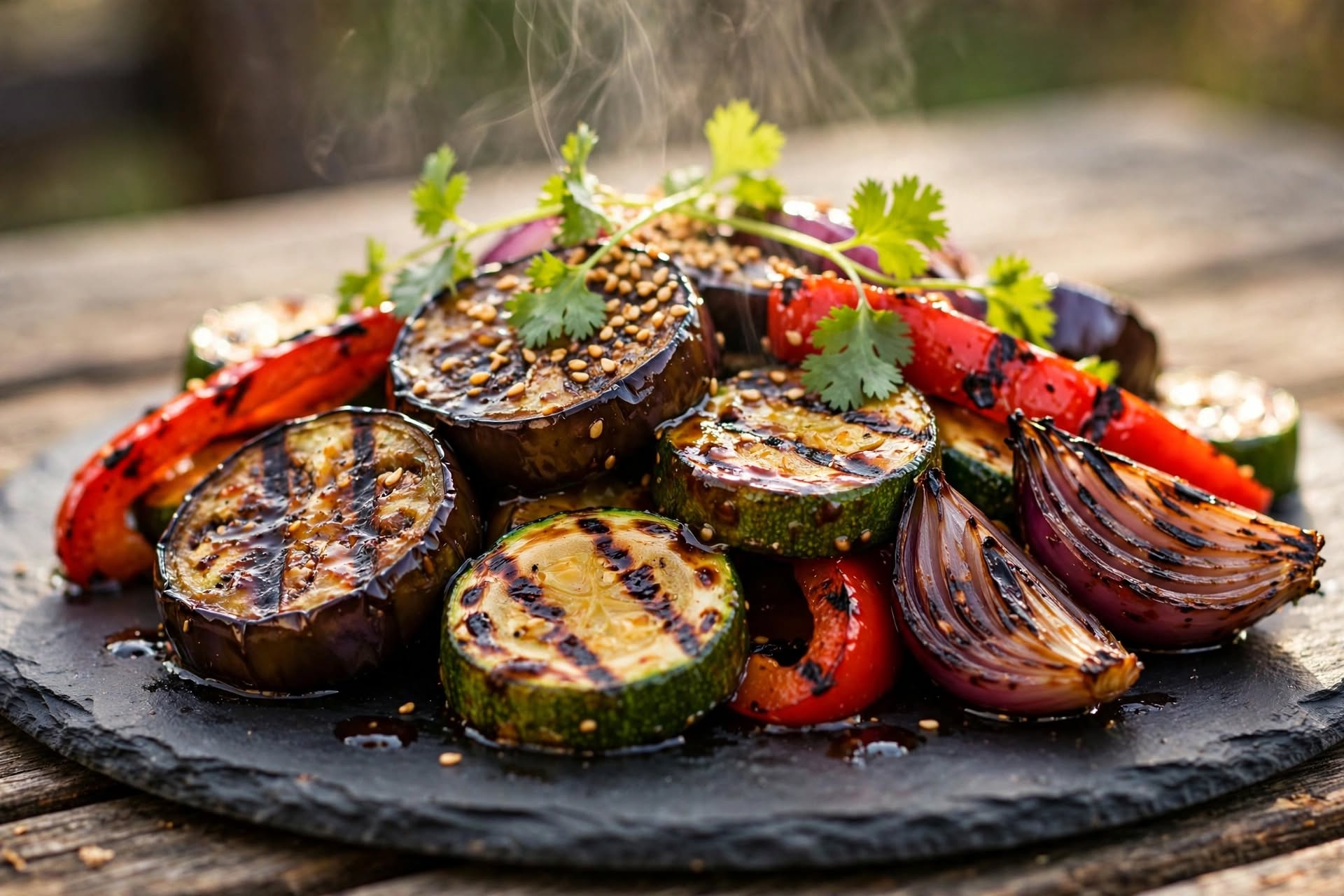 Légumes grillés, marinade asiatique